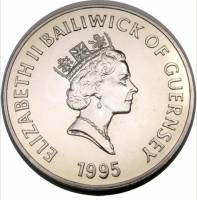 () Монета Остров Гернси 1995 год 5 фунтов ""   AU