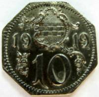 (№1919) Монета Германия 1919 год 10 Pfennig