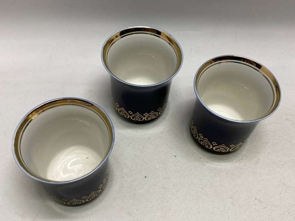 Бокалы фарфор кобальт позолота, 3 шт