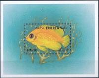 (№2000-9) Блок марок Эритрея 2000 год "Lemonpeel Ангелы Centropyge flavissimus", Гашеный