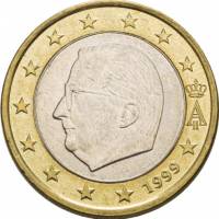 (1999) Монета Бельгия 1999 год 1 евро  1 тип. Альберт II Биметалл  UNC