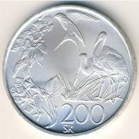 () Монета Словакия 1995 год 200  ""   Биметалл (Серебро - Ниобиум)  UNC