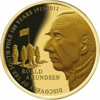 (08) Монета Бельгия 2011 год 50 евро "Открытие Южного полюса"  Золото Au 999  PROOF