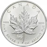 1998 Монета Канада 5 долларов Кленовый лист  Серебро Ag 999  UNC