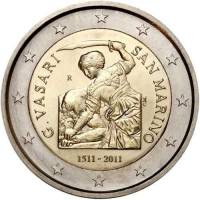 (008) Монета Сан-Марино 2011 год 2 евро "Джорджо Вазари"  Биметалл  UNC