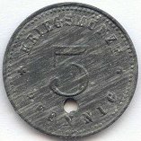 (№1917) Монета Германия 1917 год 5 Pfennig