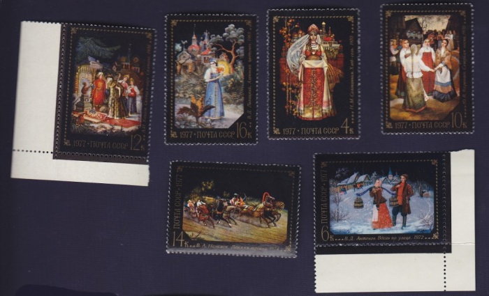 (1977-014-19) Серия Набор марок (6 шт) СССР    Художественные промыслы Федоскино III O