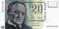 (1993) Банкнота Финляндия 1993 год 20 марок "Вяйнё Линна" Vanhala - Heinonen  UNC