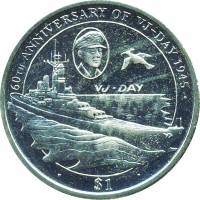 (2005) Монета Брит Виргинские острова 2005 год 1 доллар "Победа над Японией. 60 лет"  Медь-Никель  P