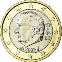 (2009) Монета Бельгия 2009 год 1 евро  4 тип. с МД, портрет тип 1 Биметалл  UNC
