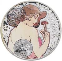 2010 Монета Остров Ниуэ 1 доллар Водолей  Серия А. Мухи Серебро Ag 925  PROOF Коробка Сертификат