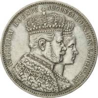 (1861) Монета Германия 1861 год 1 талер "Вильгельм I и Августа Коронация"  Серебро Ag 900  XF