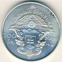 () Монета Словакия 2000 год 200  ""   Биметалл (Серебро - Ниобиум)  UNC