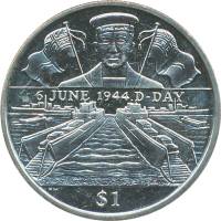 (2004) Монета Брит Виргинские острова 2004 год 1 доллар "Высадка в Нормандии. Флот"  Медь-Никель  PR