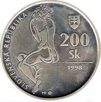 () Монета Словакия 1998 год 200  ""   Биметалл (Серебро - Ниобиум)  UNC