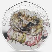 (№2016) Монета Великобритания 2016 год 50 Pence (Миссис Тигги-Уинкл - Серебро)