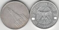 1934J Монета Германия 5 марок Кирха в Потсдаме Без подписи Серебро Ag 900  XF