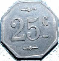 (№1920) Монета Франция 1920 год 25 Centimes (Syndicat де Limonadiers)
