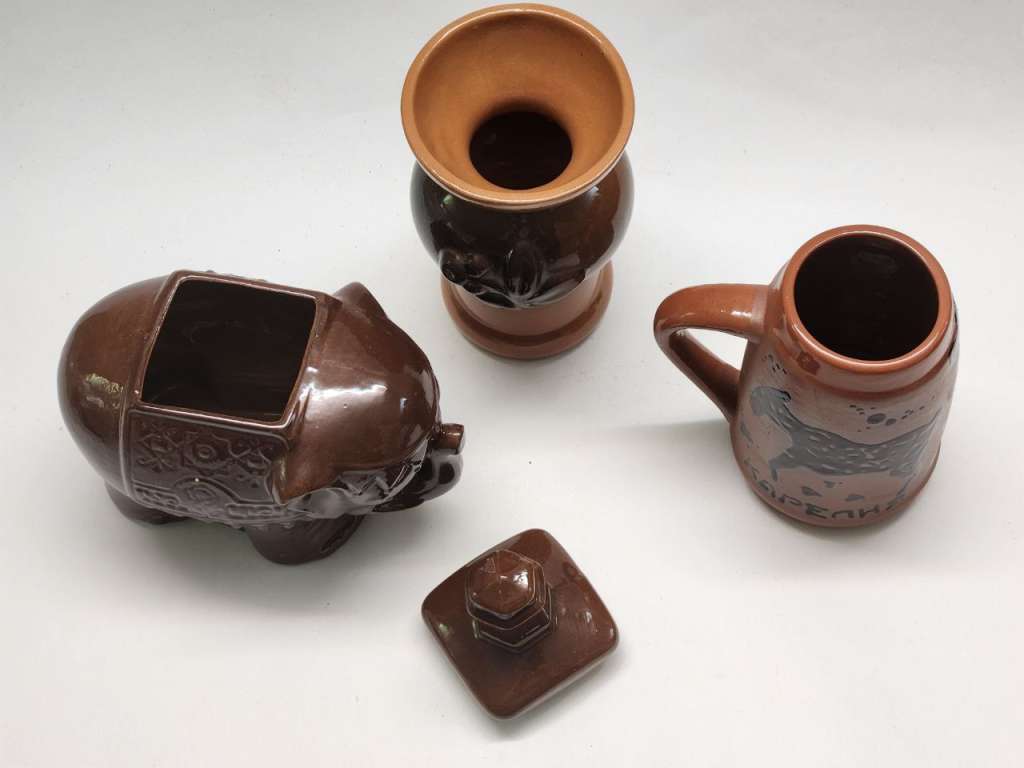 Вазочка Чайница-слон и кружка Карелия керамика