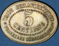 (№1892) Монета Франция 1892 год 5 Centimes (Союз Philantropique)