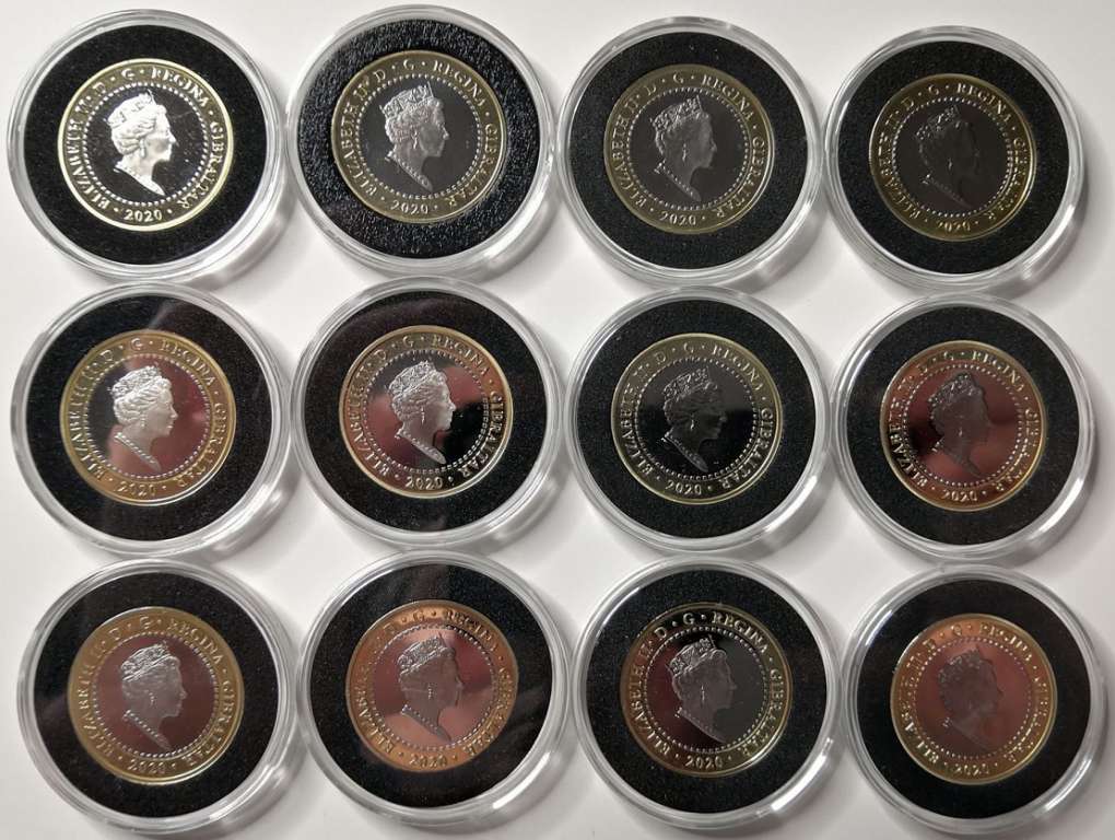 (2020, 12 монет по 2 фунта) Монета Гибралтар 2020 год &quot;12 подвигов Геракла&quot; С сертификатами  PROOF