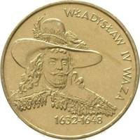 028 Монета Польша 1999 год 2 злотых Владислав IV Ваза  Латунь  UNC