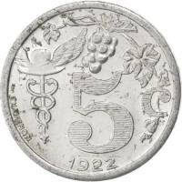 (№1922) Монета Франция 1922 год 5 Centimes