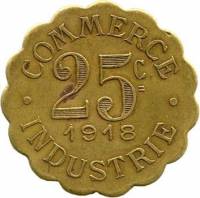 (№1918) Монета Франция 1918 год 25 Centimes