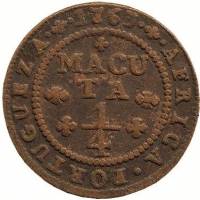 (№1762km10) Монета Ангола 1762 год frac14; Macuta