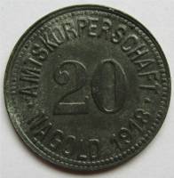 (№1918) Монета Германия 1918 год 20 Pfennig