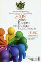 (005) Монета Сан-Марино 2008 год 2 евро "Европейский год межкультурного диалога"  Биметалл  Буклет