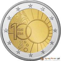 (011) Монета Бельгия 2013 год 2 евро "100-летие метеорологического института"  Биметалл  UNC