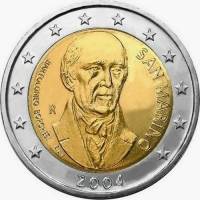 (001) Монета Сан-Марино 2004 год 2 евро "Бартоломео Боргези"  Биметалл  UNC