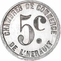 (№1920) Монета Франция 1920 год 5 Centimes (Торговая палата)