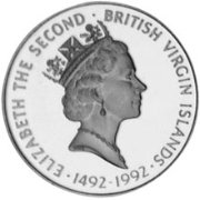 (№1992km156) Монета Британские Виргинские острова 1992 год 1,000 Dollars (Открытие Америки. Три кора