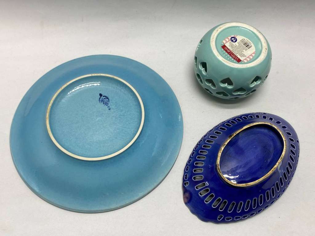 Предметы интерьера тарелка, конфетница, подсвечник керамика