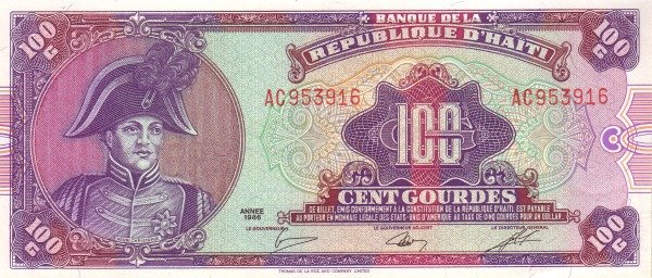  Банкнота Гаити 1986 год 100     UNC