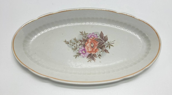 Селёдочница блюдо овальное, цветы, СССР