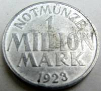 (№1923) Монета Германия 1923 год 1,000,000 Mark