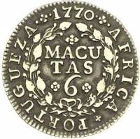 (№1762km15) Монета Ангола 1762 год 6 Macutas