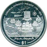 (2005) Монета Британские Виргинские острова 2005 год 1 доллар "Погоня за французским флотом"  Медь-Н