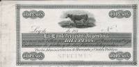 (№1850P-S163) Банкнота Аргентина 1850 год "10 Pesos"