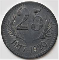 (№1917) Монета Франция 1917 год 25 Centimes (Отель chambres de соммегсе)
