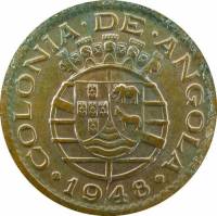 (№1948km71) Монета Ангола 1948 год 20 Centavos (300 лет. Востановление)