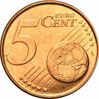 (2007) Монета Бельгия 2007 год 5 центов  1 тип. Без МД Сталь, покрытая медью  UNC