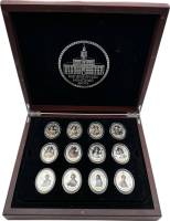 ИМД 24 медали Серебро Ag925 Золочение Сапфиры Набор Россия Романовы  PROOF Коробка Сертификаты