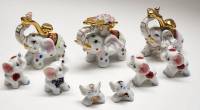 Фигурки статуэтки фарфор Слоники 9 штук