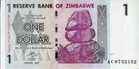 Банкнота Зимбабве 2007 год 1 доллар Балансирующие скалы   UNC