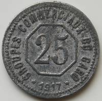 (№1917) Монета Франция 1917 год 25 Centimes
