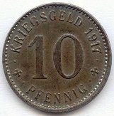 (№1917) Монета Германия 1917 год 10 Pfennig